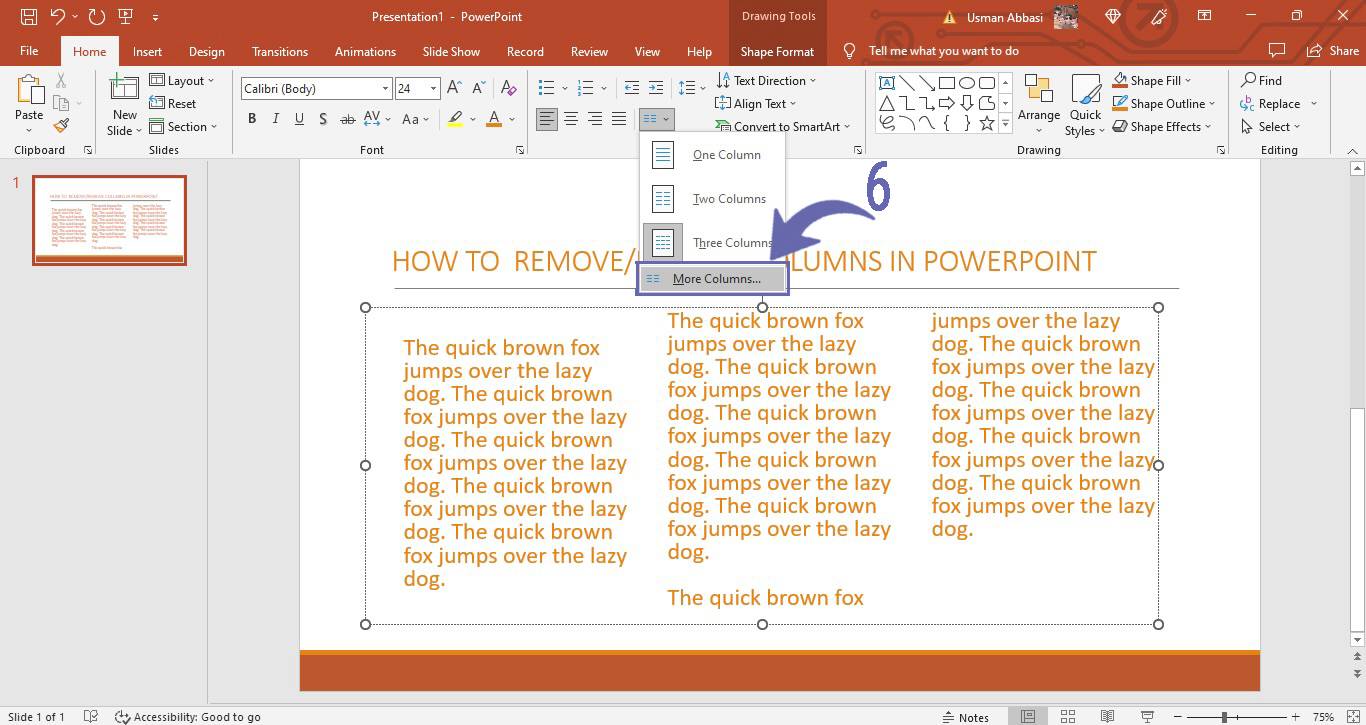 Adding/removing columns in paragraph in PowerPower 