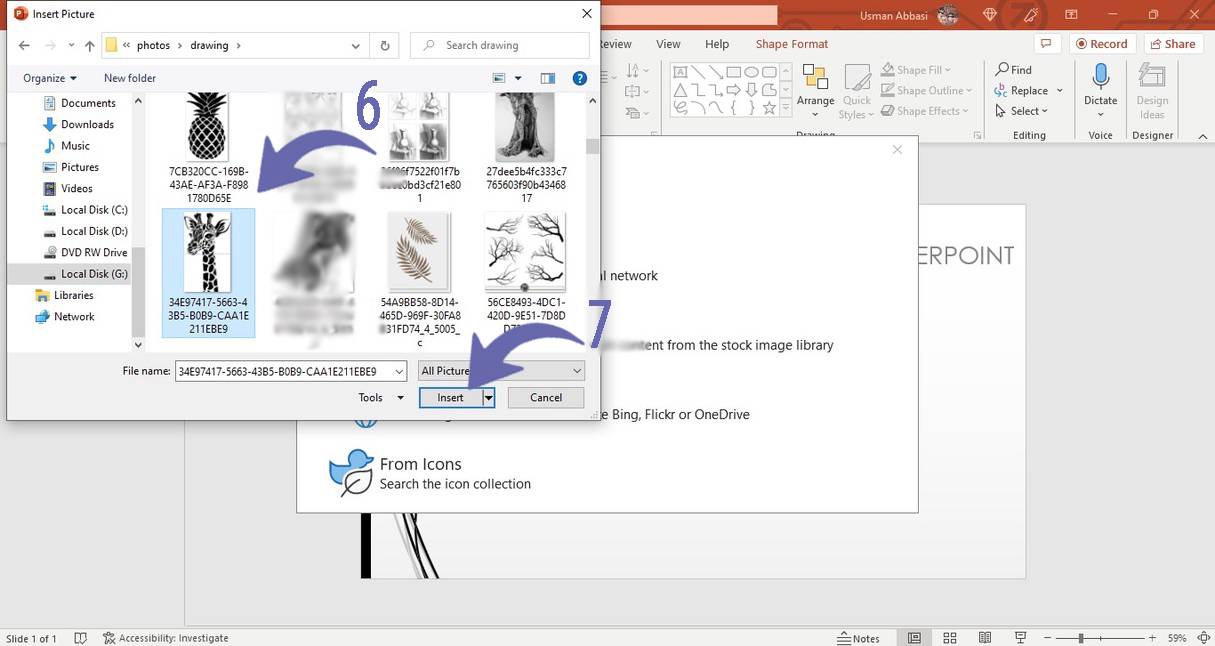Inserting picture in shape in PowerPoint