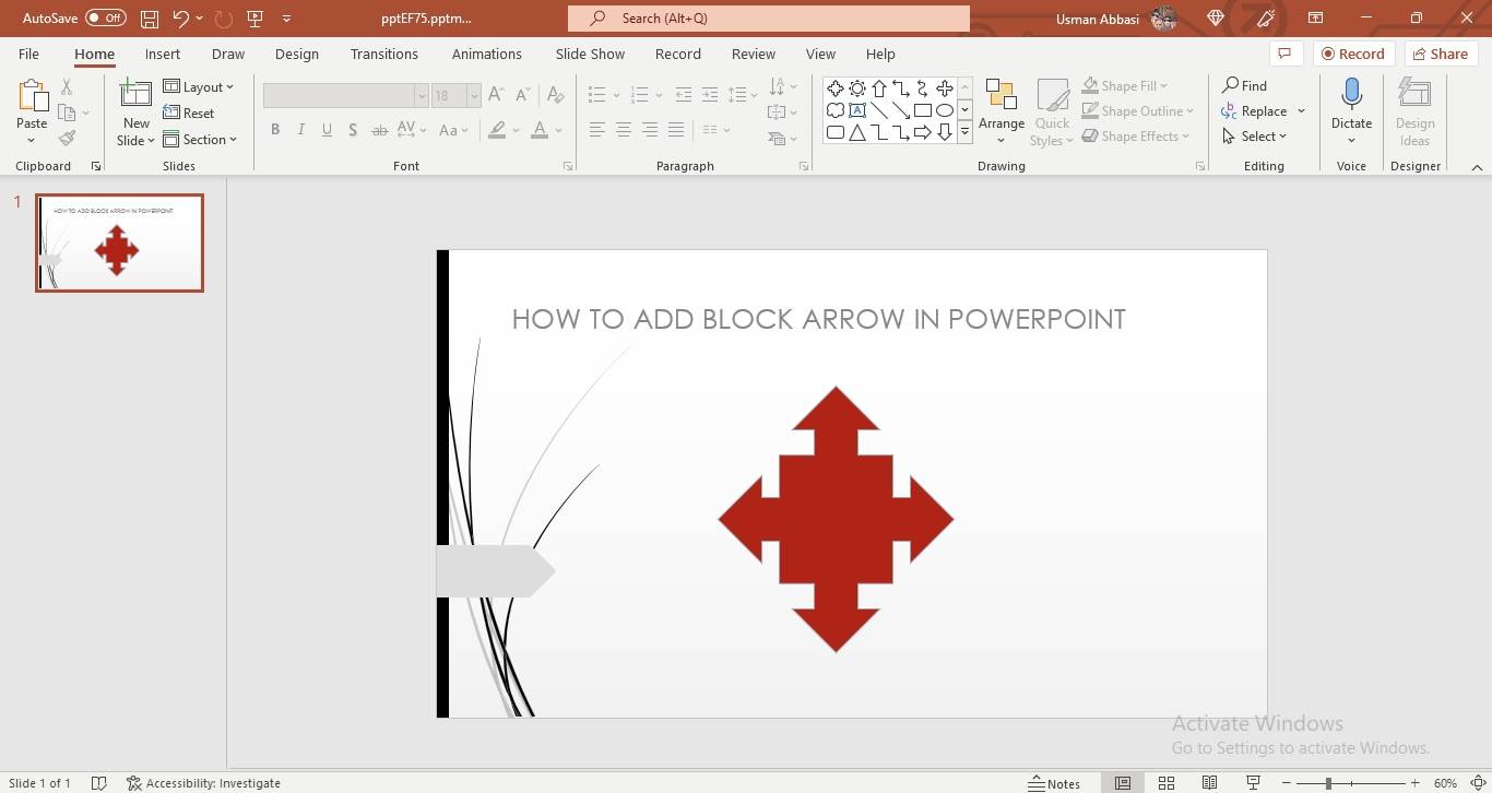 Adding a shape in PowerPoint