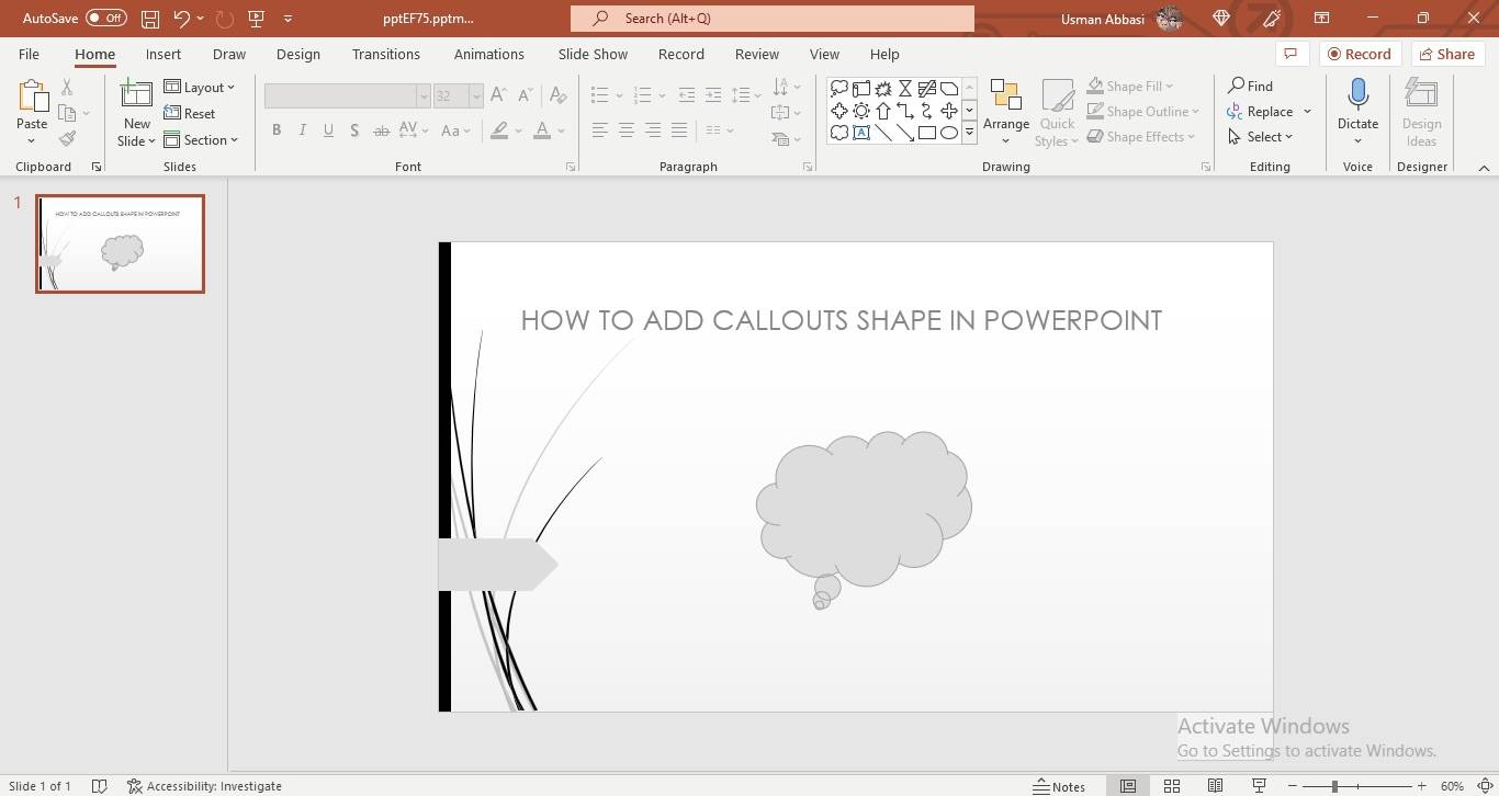 Adding a shape in PowerPoint