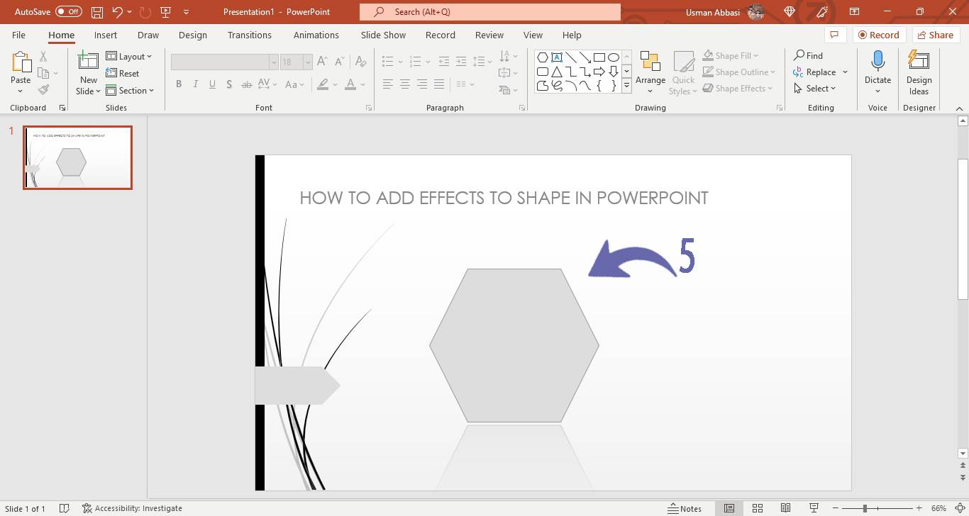 Adjusting reflection effect of a shape in PowerPoint