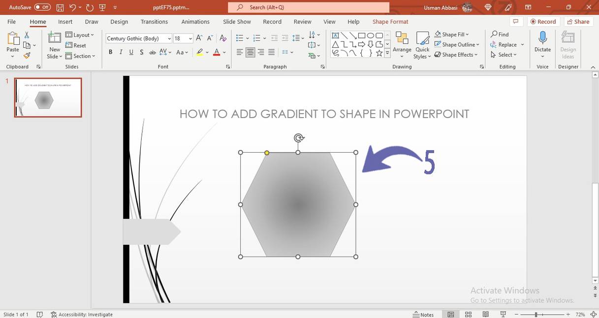 Adding gradient to the shape in PowerPower