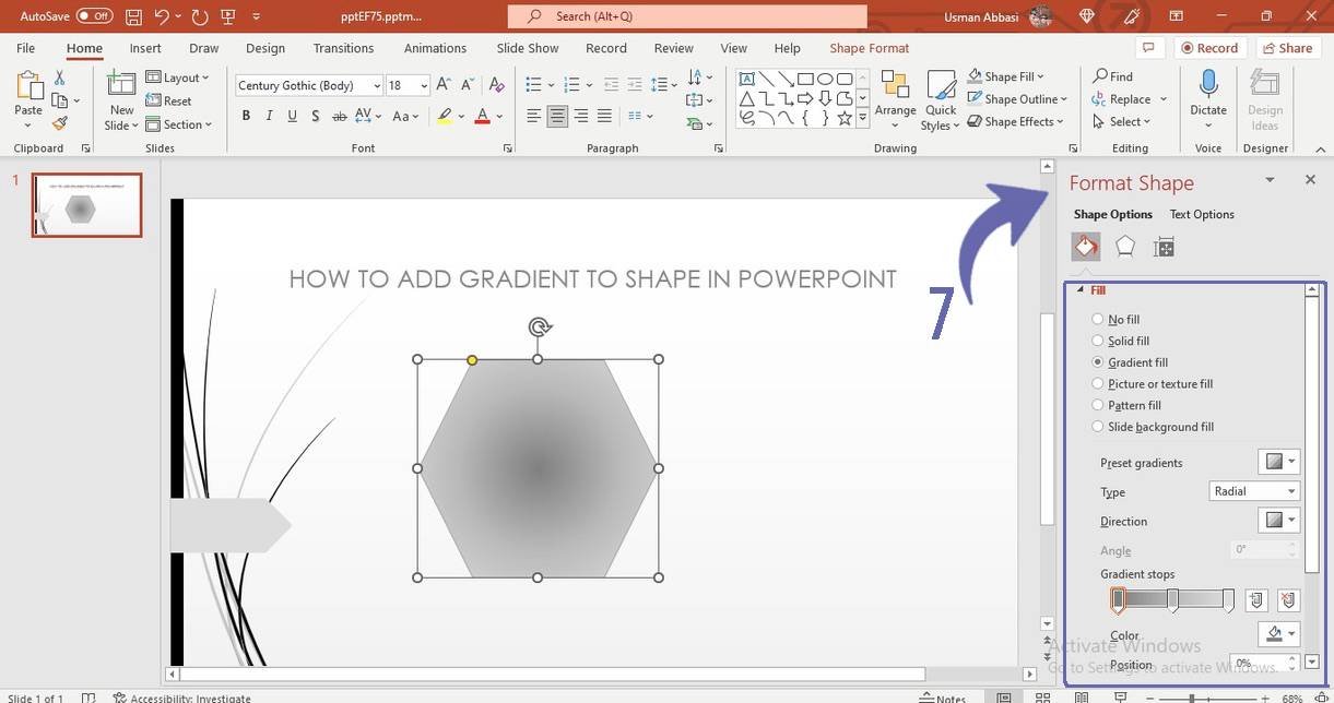 Adding gradient to the shape in PowerPower