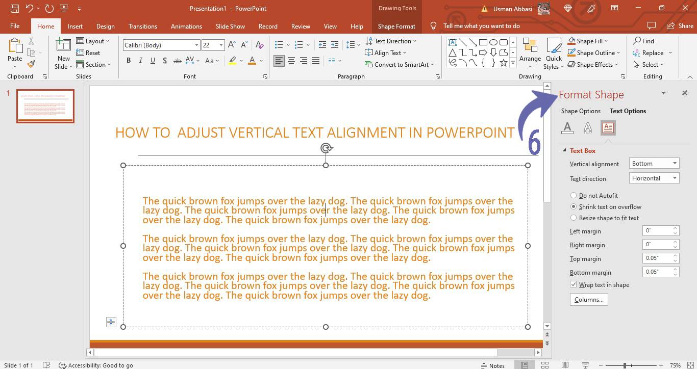 Adjusting vertical text alignment in PowerPoint
