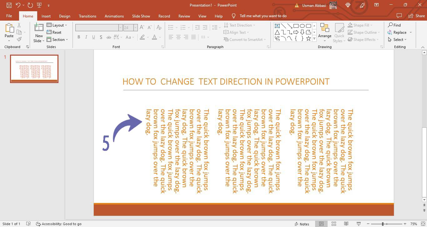 Changing text direction in PowerPoint