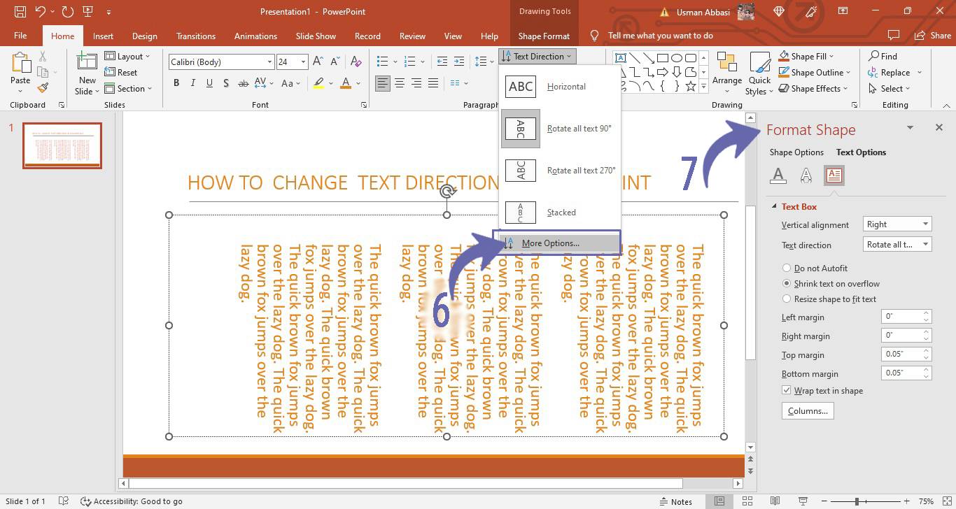 Changing text direction in PowerPoint