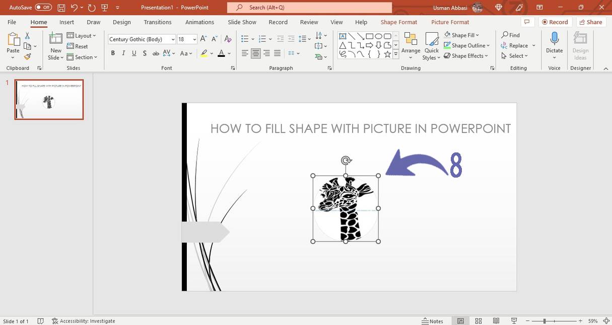 Inserting picture in shape in PowerPoint