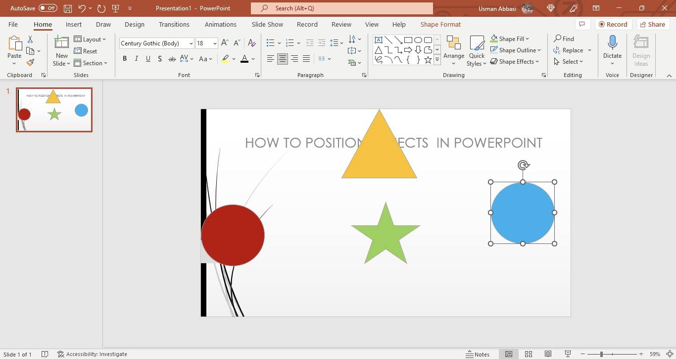 Changing position of objects in PowerPoint