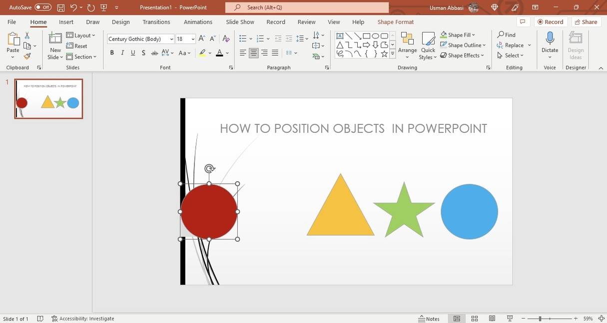 Changing position of objects in PowerPoint