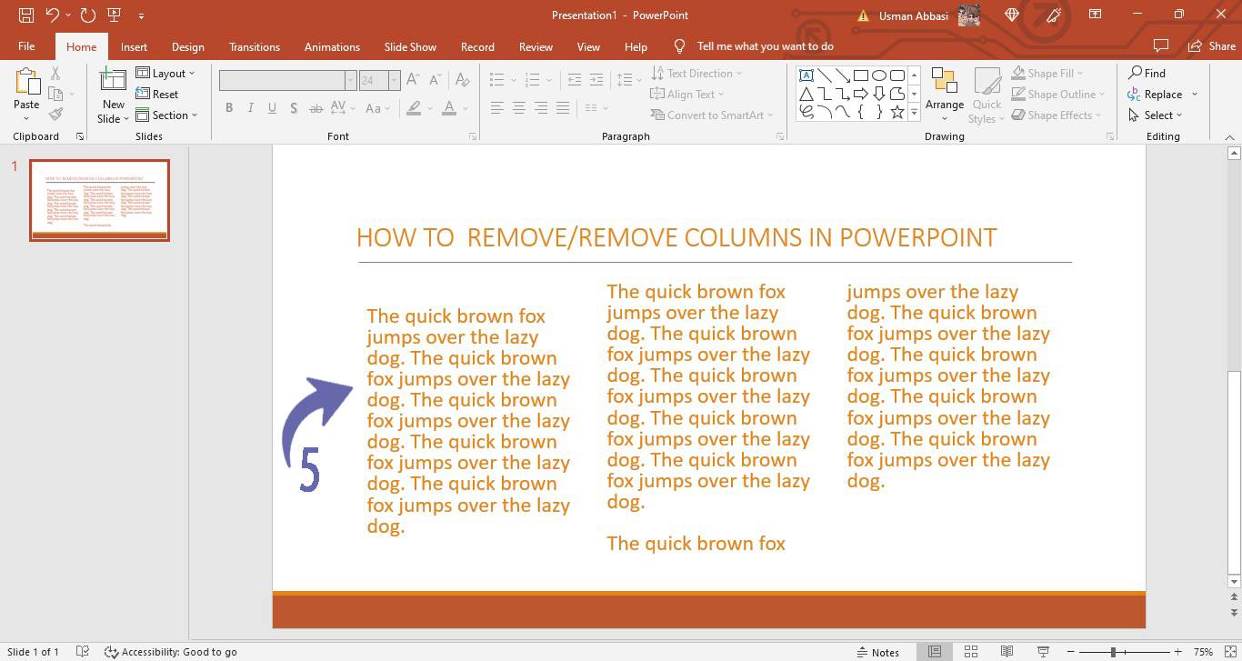 Adding/removing columns in paragraph in PowerPower 