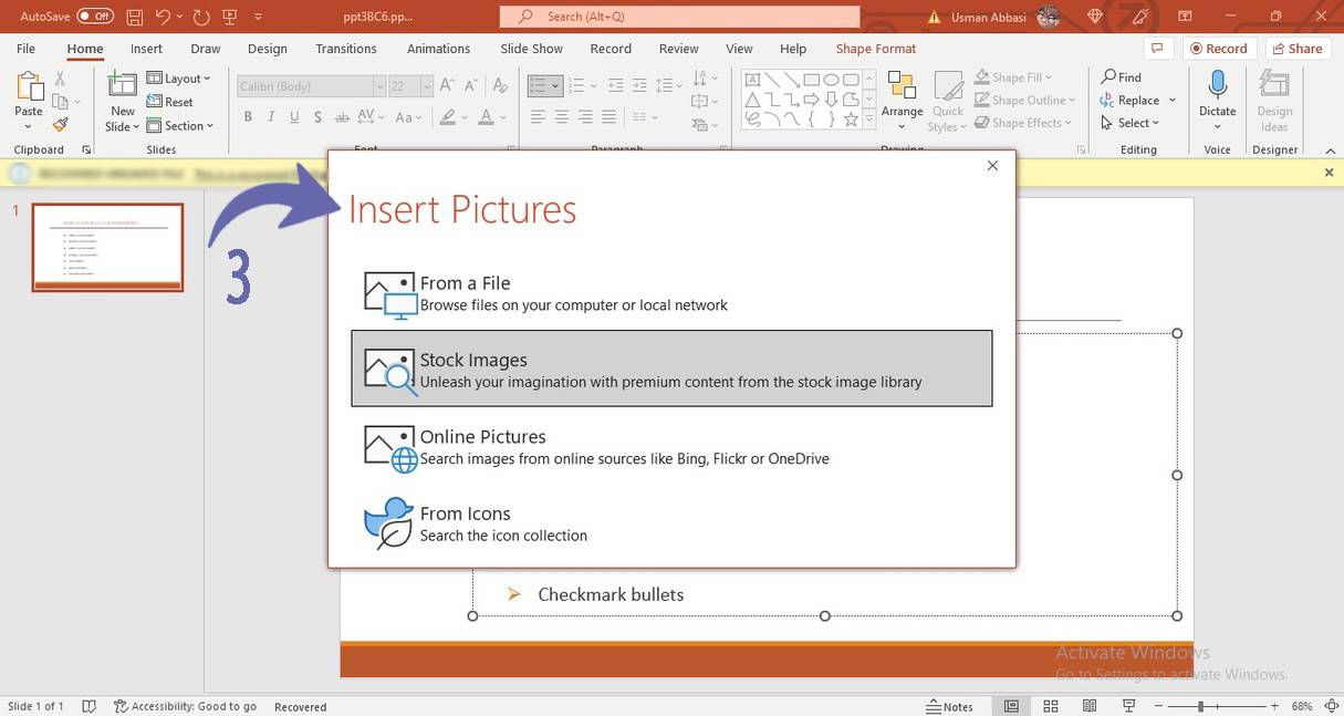 Customizing pictures in bullet points in PowerPoint