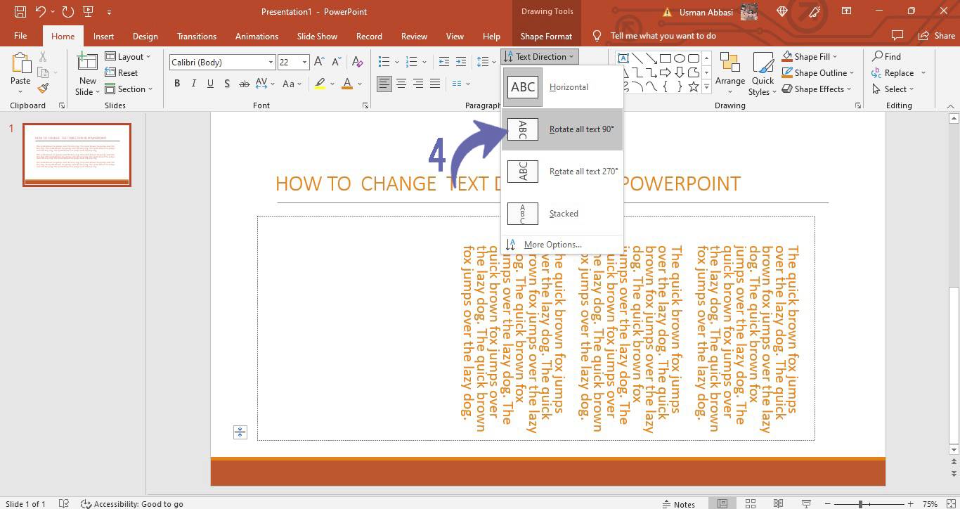 Changing text direction in PowerPoint