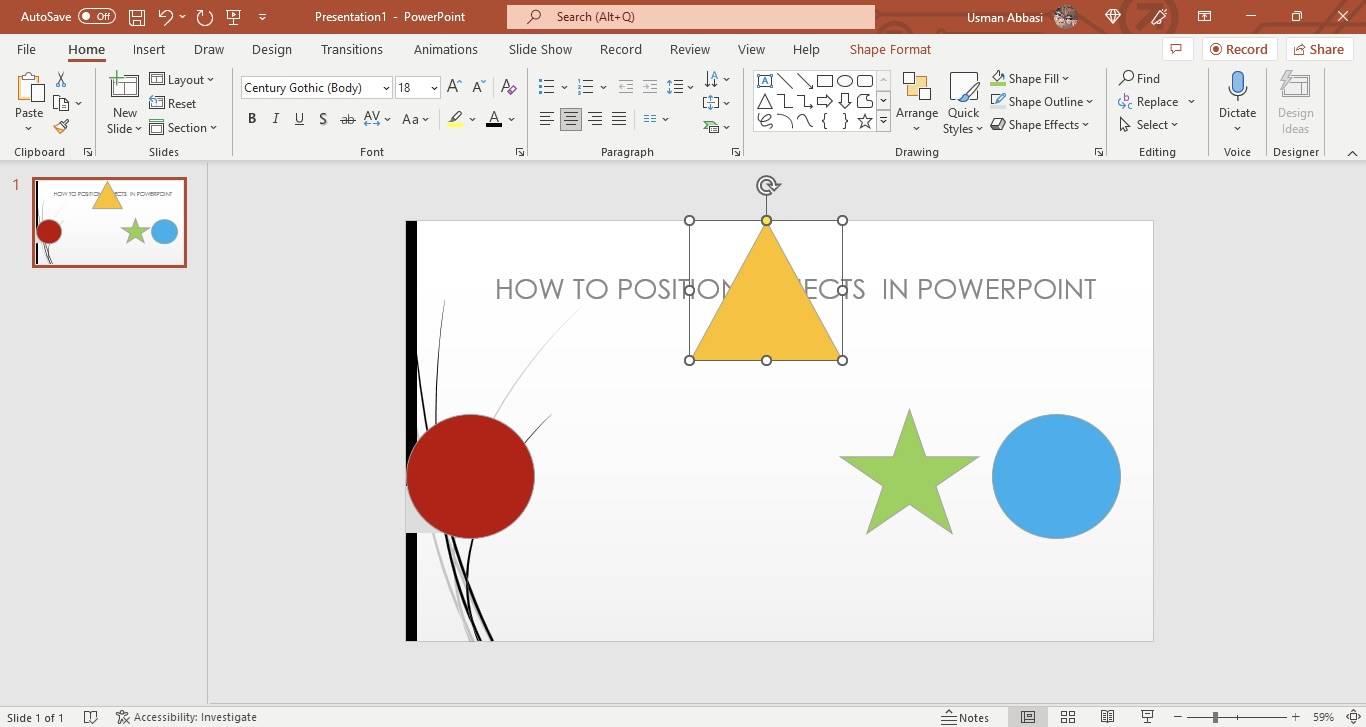 Changing position of objects in PowerPoint