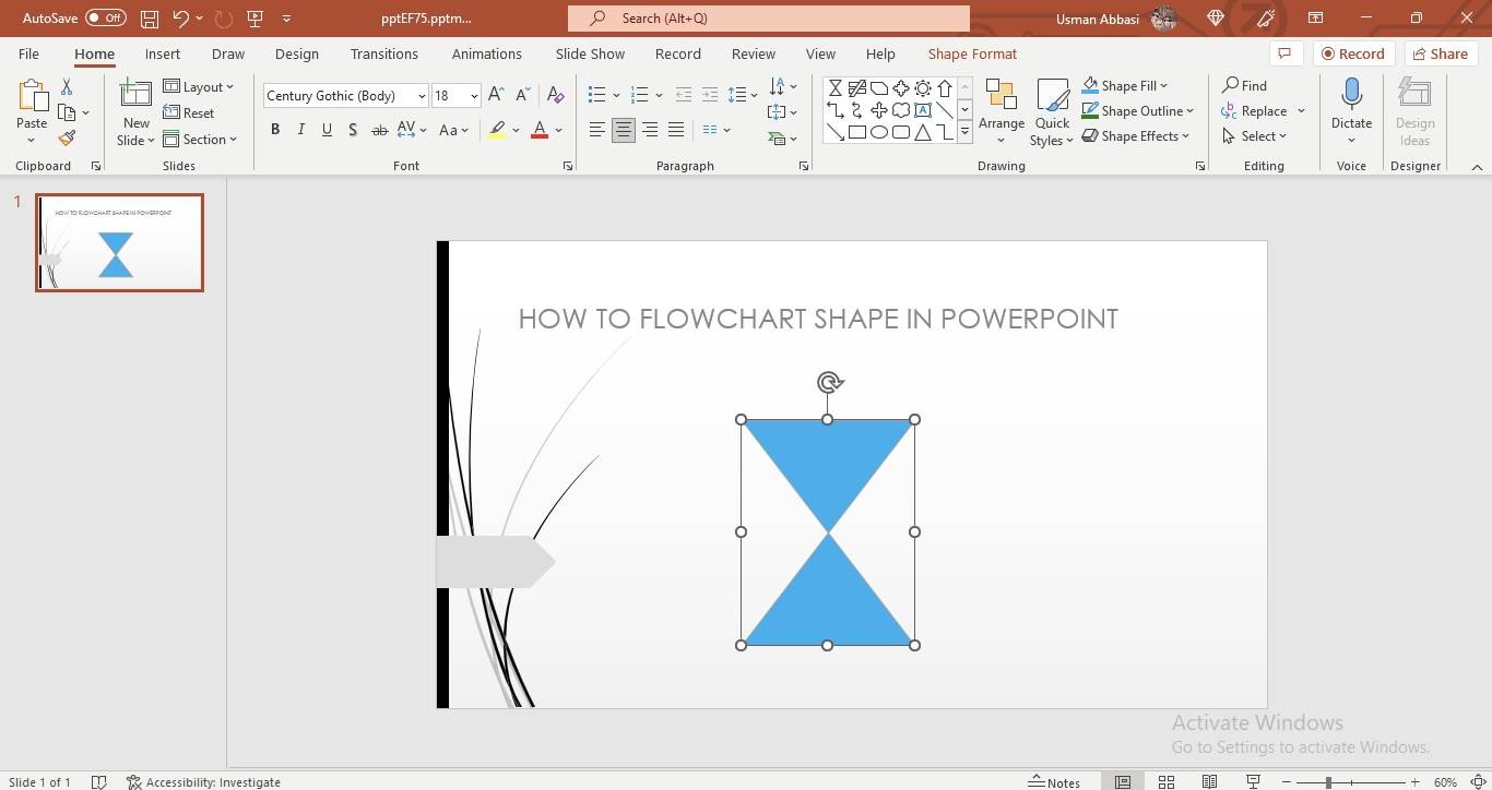 Adding a shape in PowerPoint