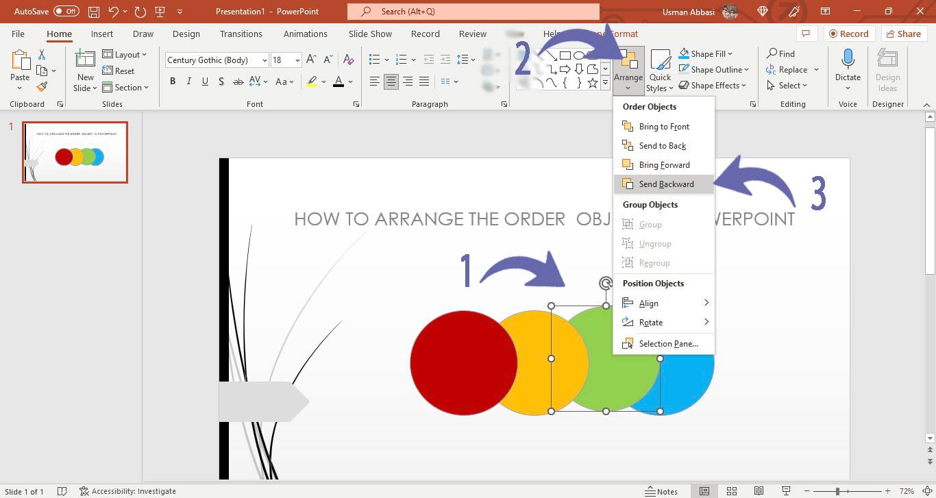 Rearranging the order of objects in PowerPoint