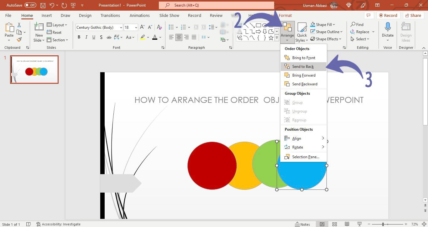 Rearranging the order of objects in PowerPoint