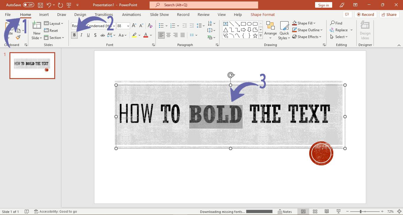 Bolding Text in PowerPoint