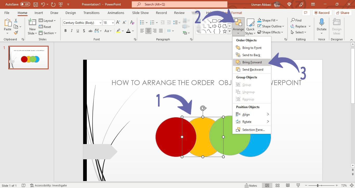 Rearranging the order of objects in PowerPoint