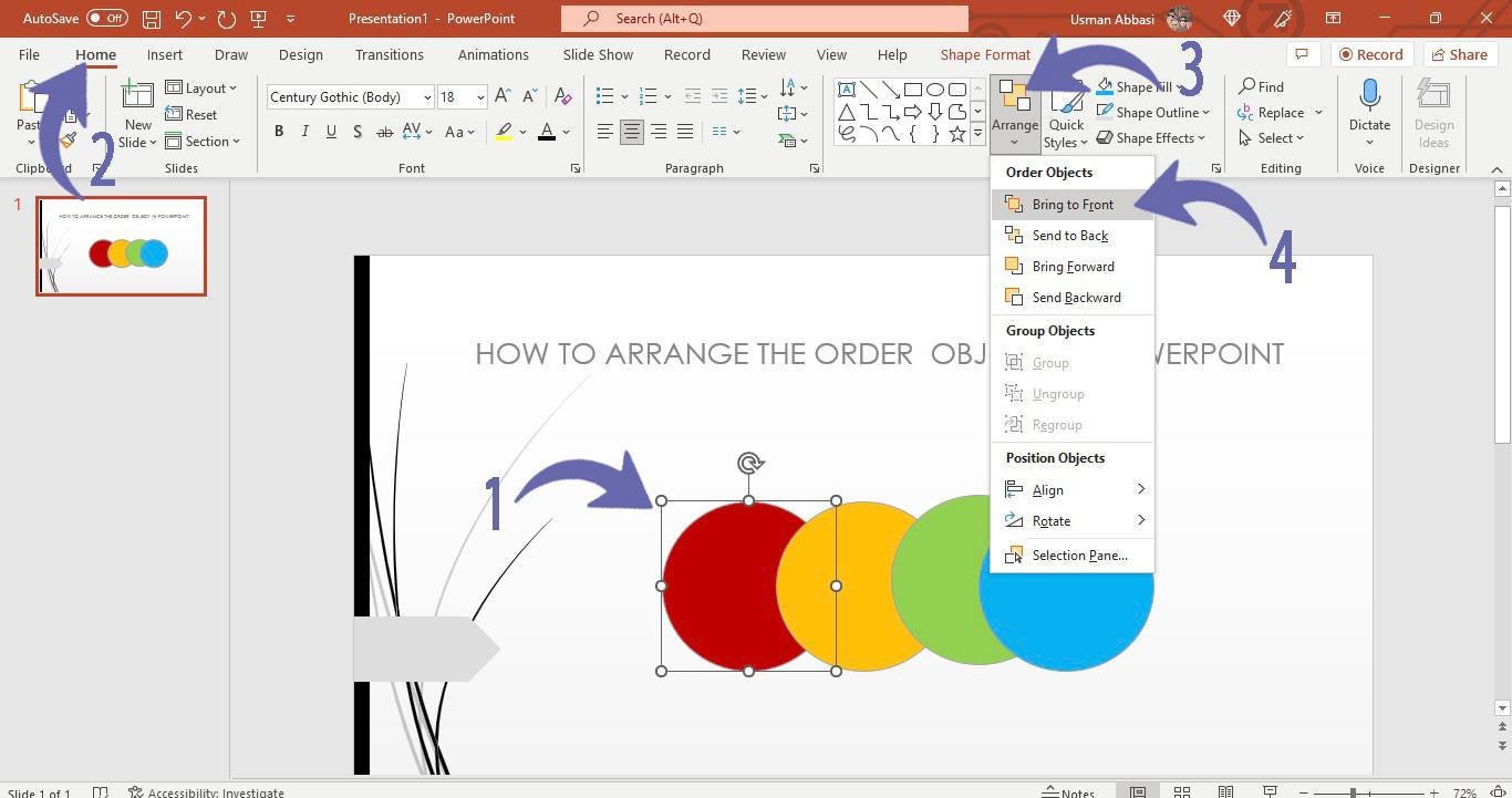 Rearranging the order of objects in PowerPoint