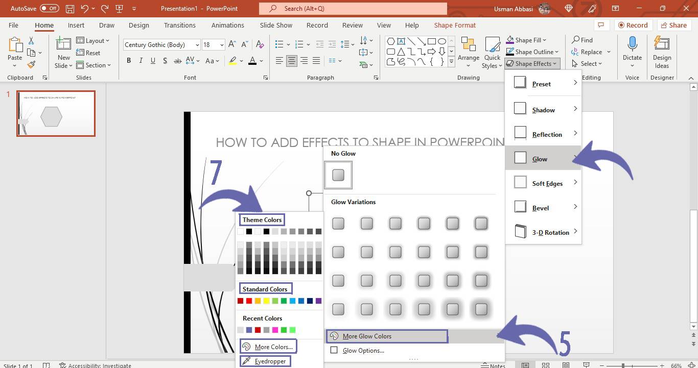 Applying glow effect to a shape in PowerPoint