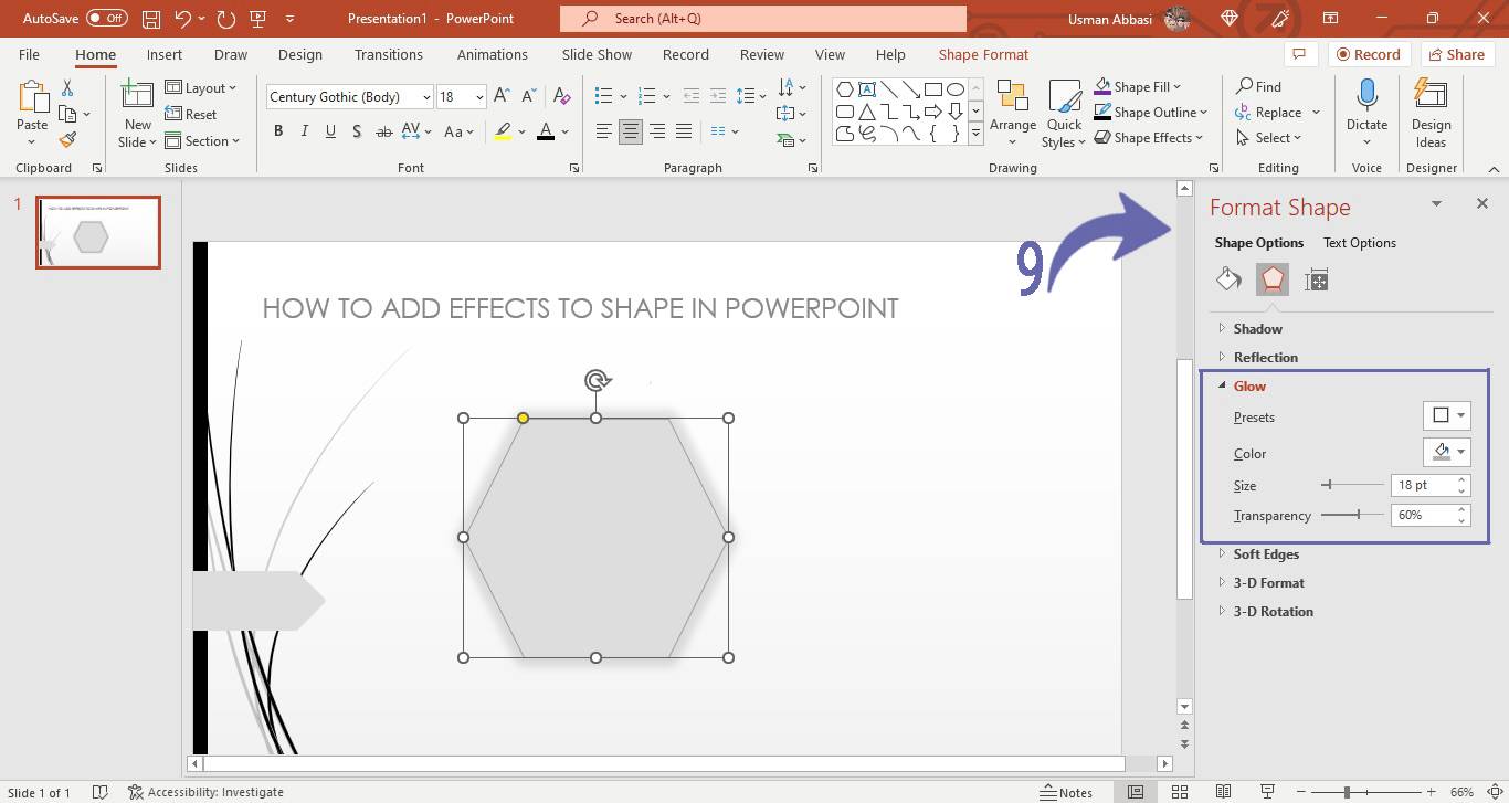 Applying glow effect to a shape in PowerPoint