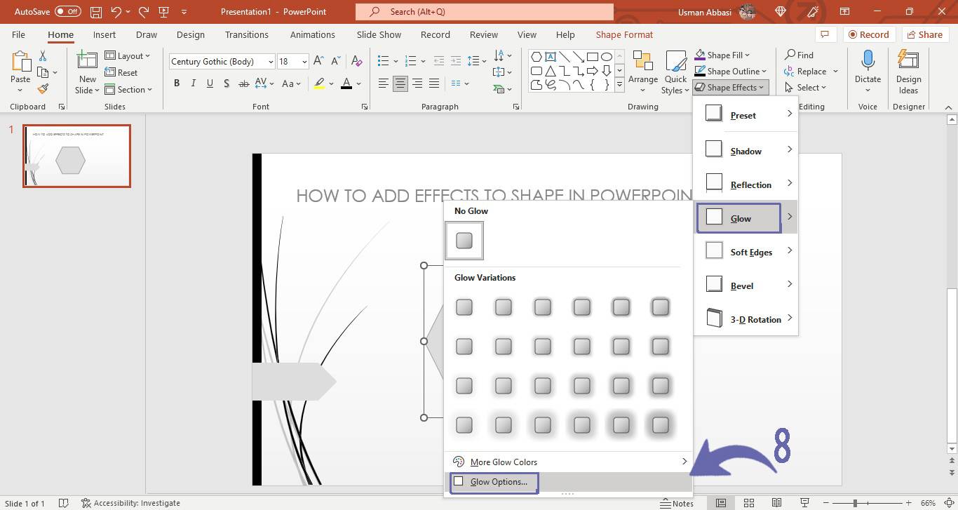 Applying glow effect to a shape in PowerPoint