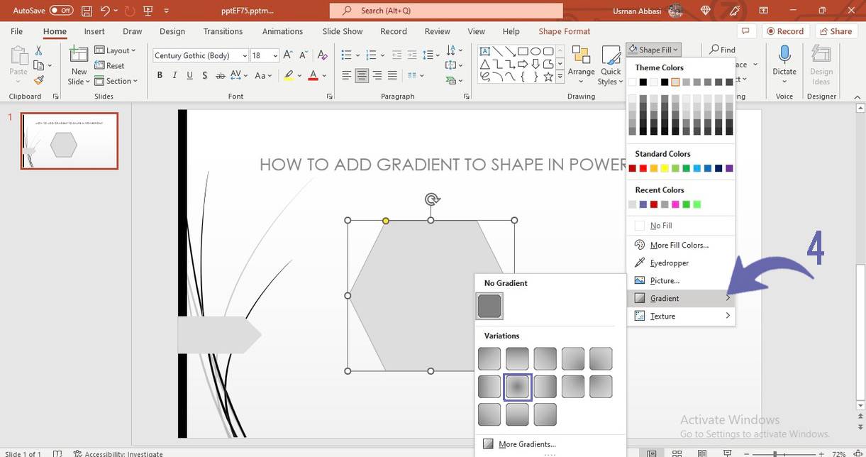 Adding gradient to the shape in PowerPower