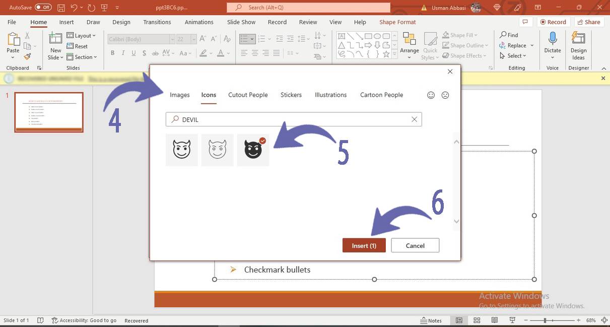 Customizing pictures in bullet points in PowerPoint