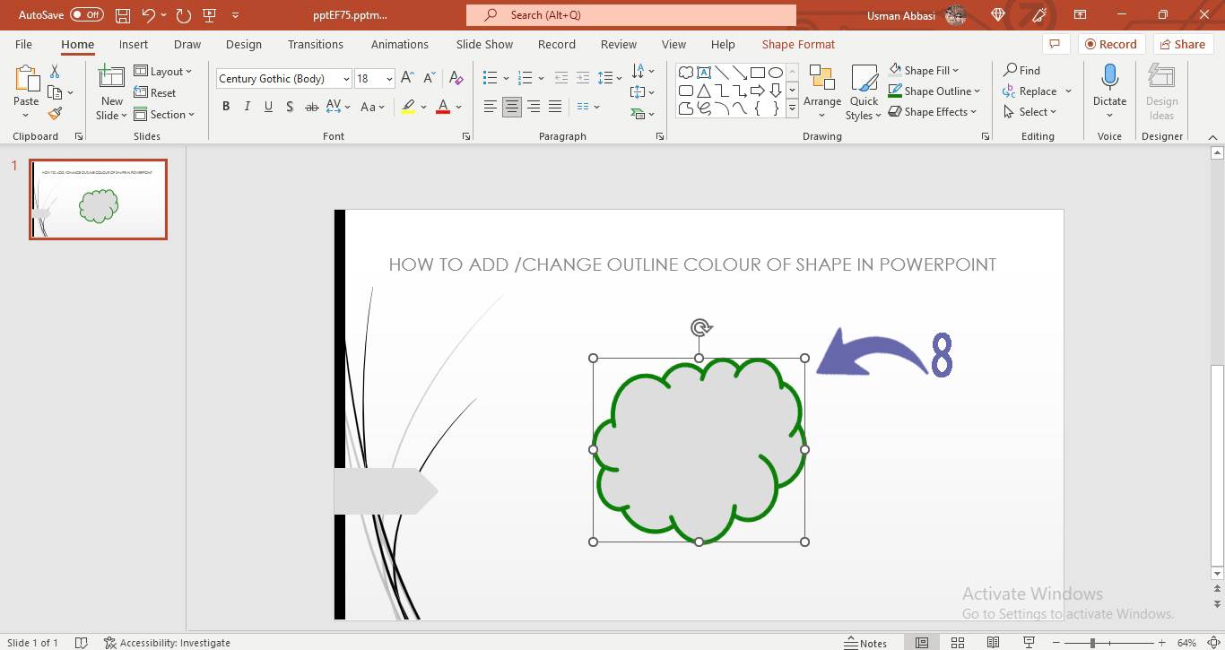 Changing shape outline colour in PowerPoint