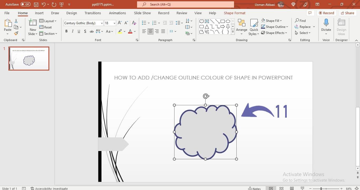 Changing shape outline colour in PowerPoint