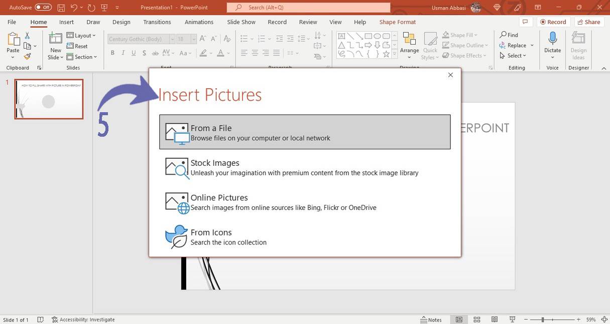 Inserting picture in shape in PowerPoint