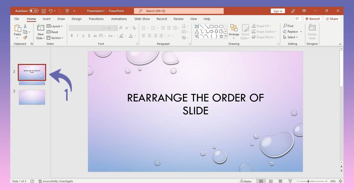 Rearranging the order of slides in PowerPoint 