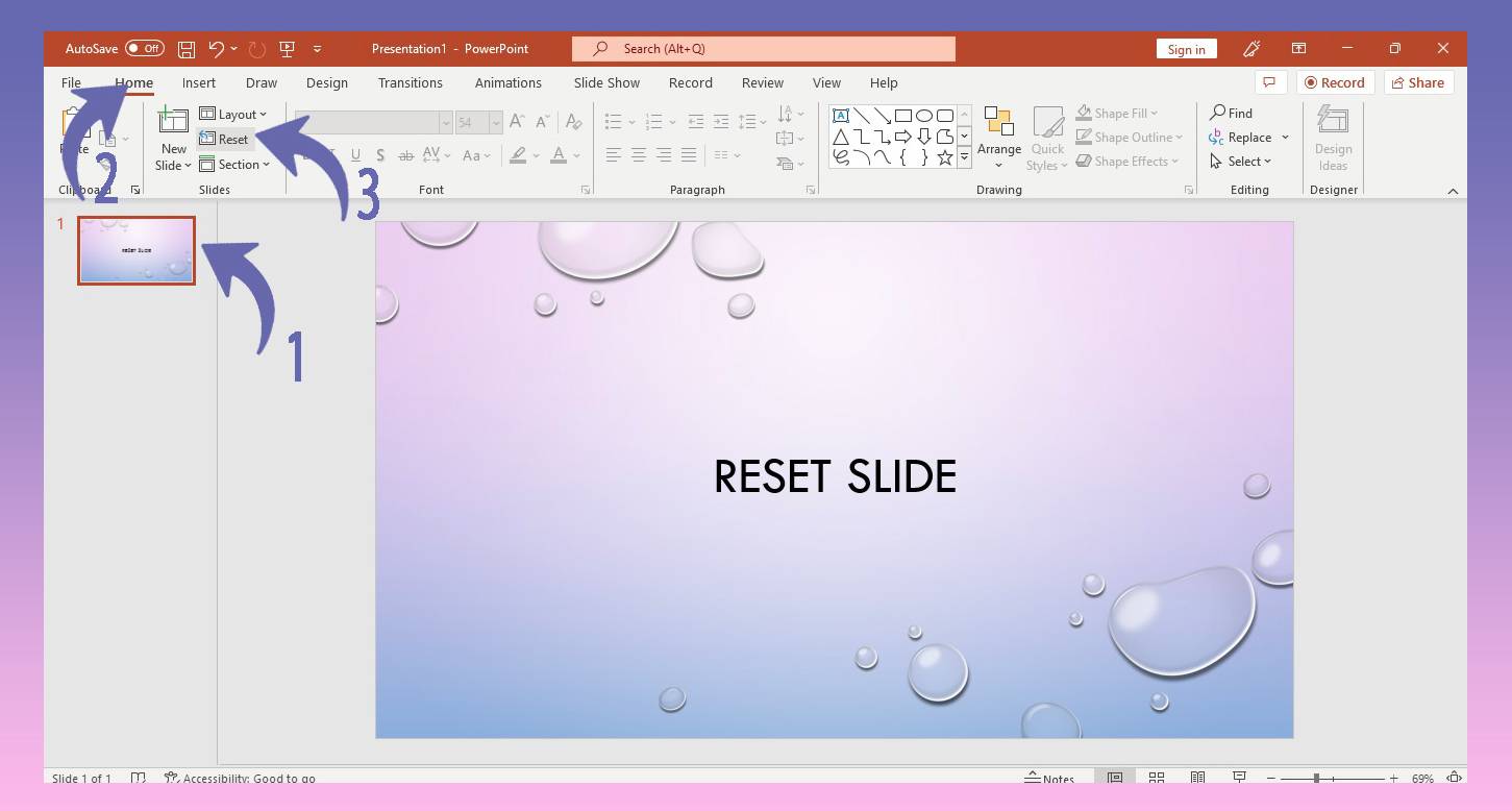 Reseting slides in PowerPoint