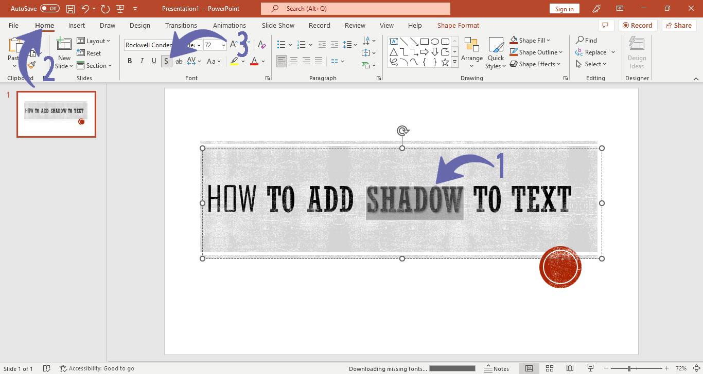 Applying Shadow Effect to the Text in PowerPoint