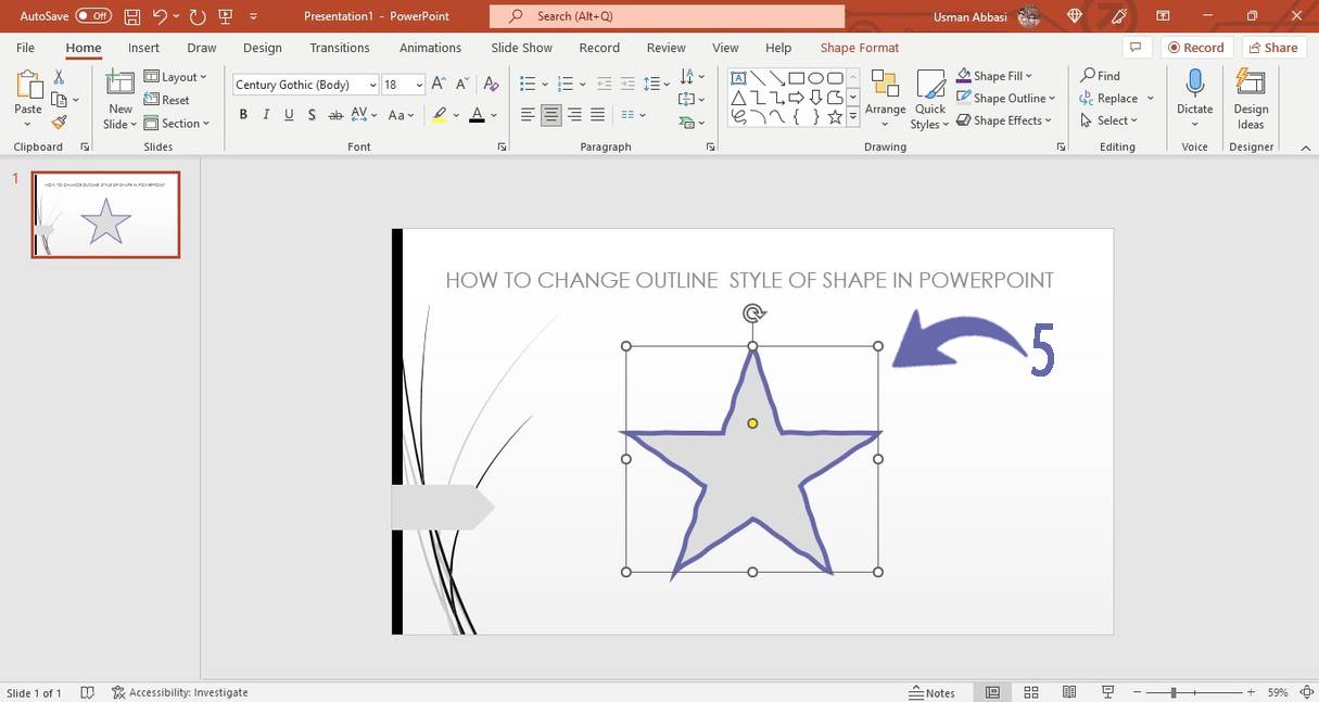 Changing outline sketched style of shape in PowerPoint