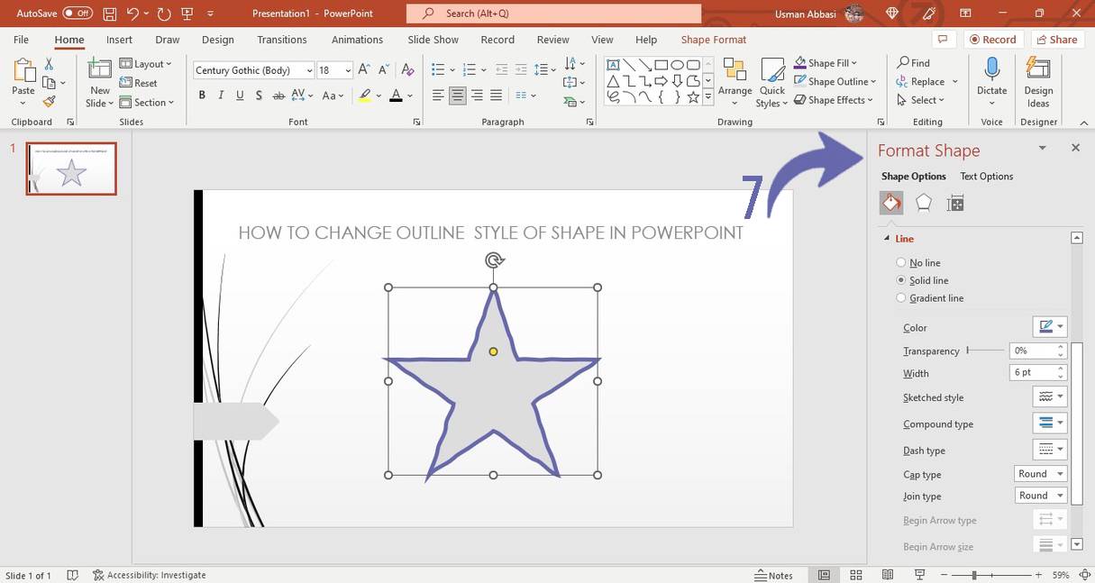 Changing outline sketched style of shape in PowerPoint