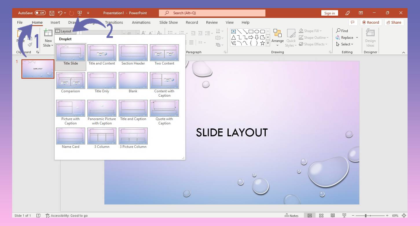 Adding layout to slides in PowerPoint
