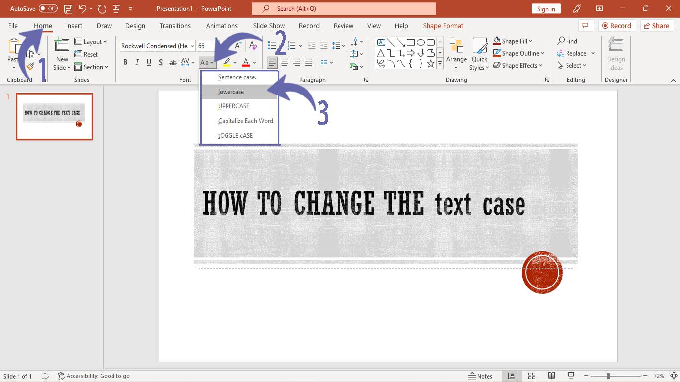 Changing Text case in PowerPoint