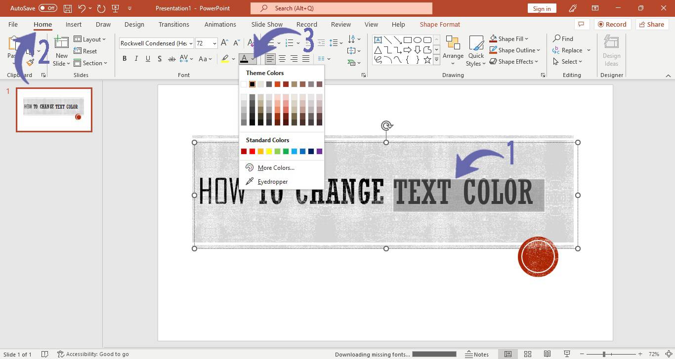 Changing Text Colour in PowerPoint