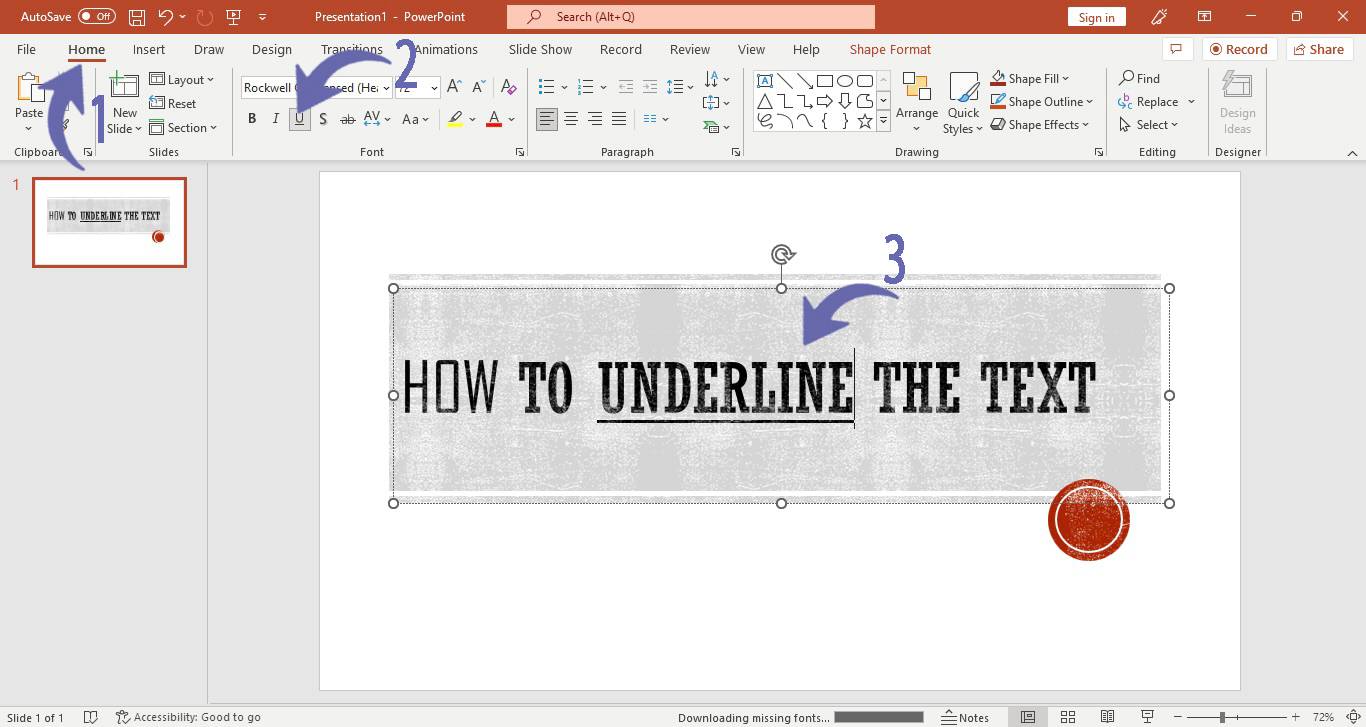 Underlining Text in PowerPoint