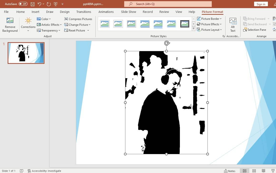 Applying colour filters to a picture in PowerPoint