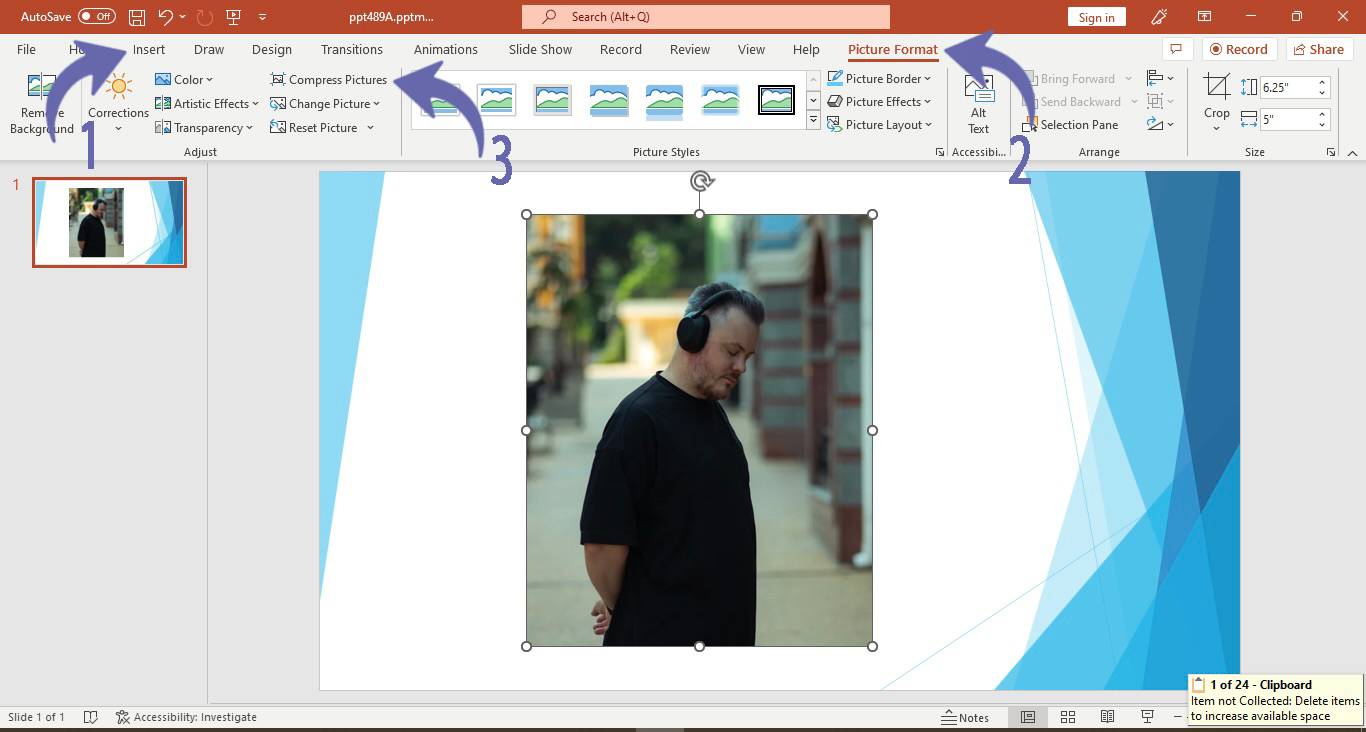 Compressing an image in PowerPoint