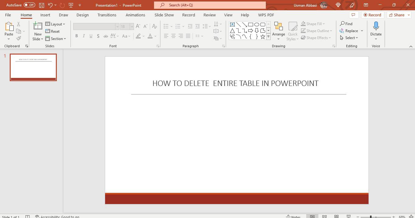 deleting row, column or the entire table in PowerPoint