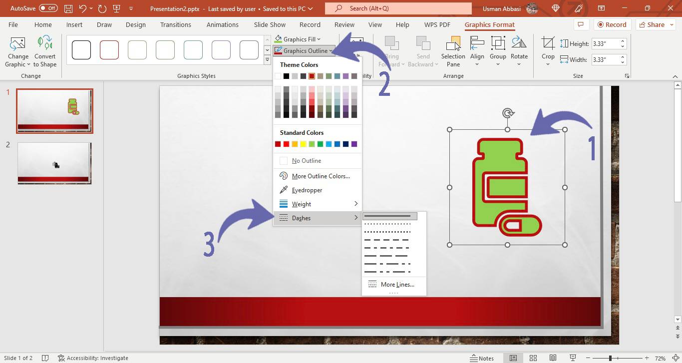 Customizing outline style of an icon in PowerPoint