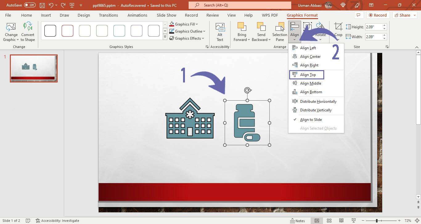 Aligning an icon in PowerPoint