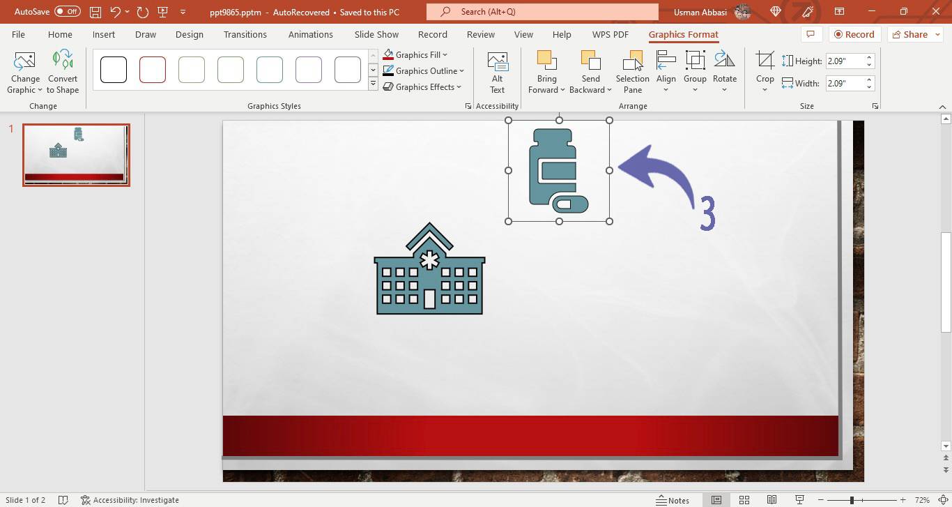 Aligning an icon in PowerPoint