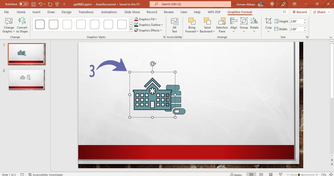 Arranging the icons in PowerPoint