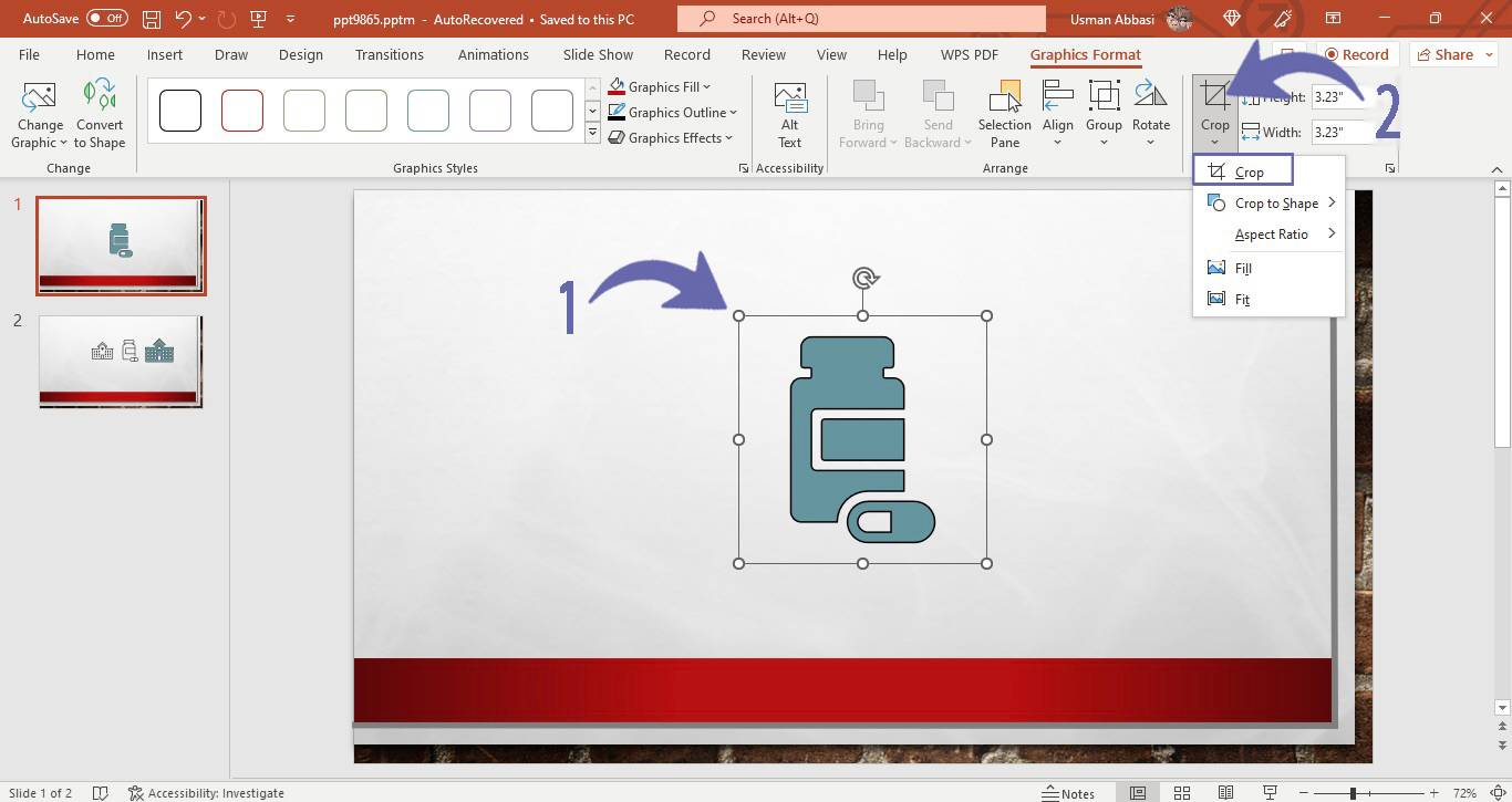 Cropping icon in PowerPoint