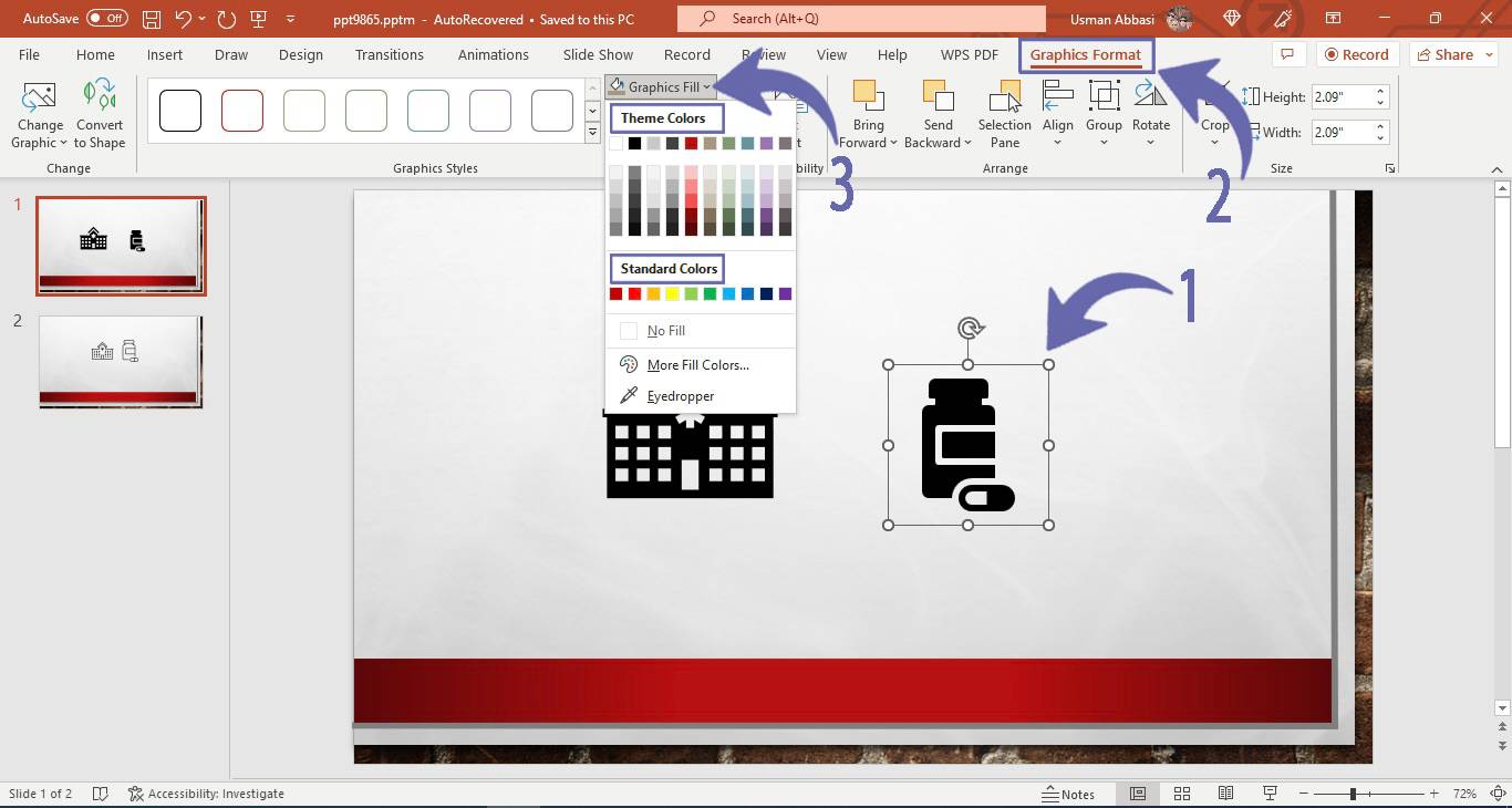 Color filling in an icon in PowerPoint