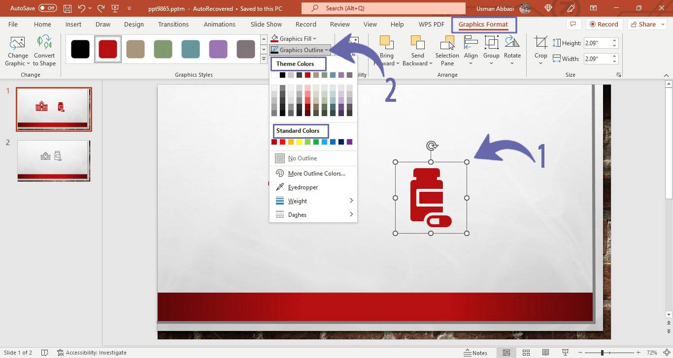 Customizing outline color of an icon in PowerPoint
